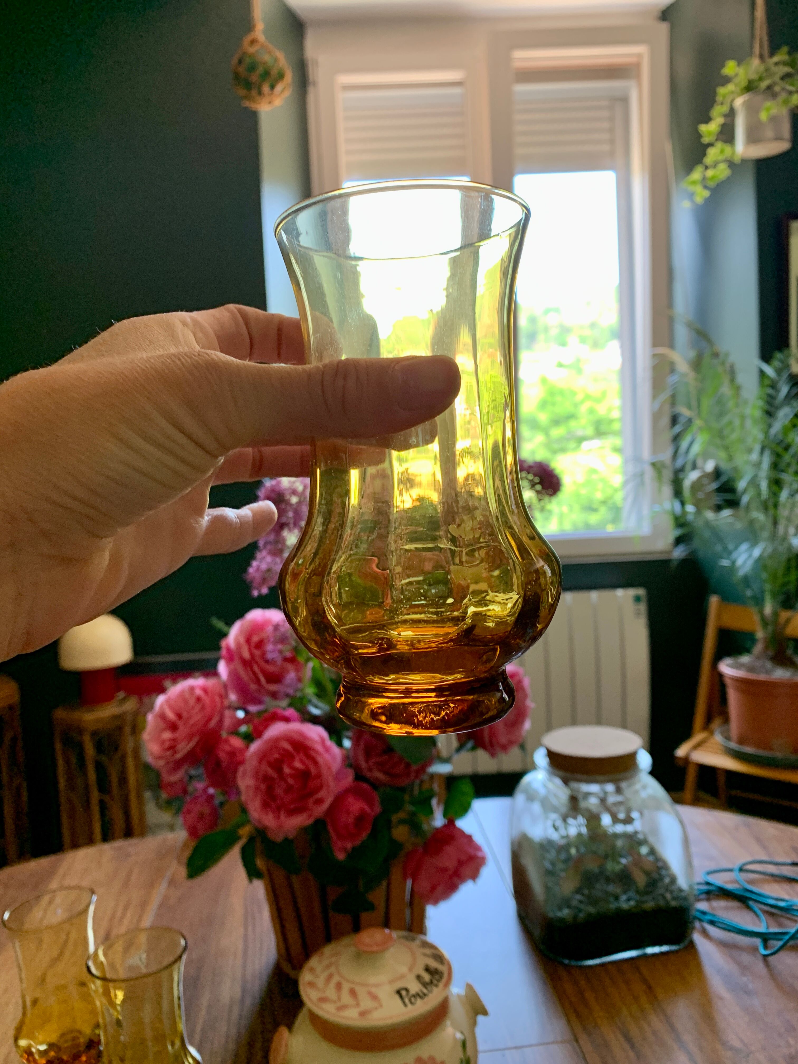 5 glasses orangeade blown glass