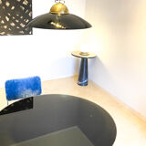 Chandelier in brass and black lacquered metal, Italy 70's