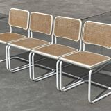 Suite de 4 chaises modèle Cesca b32 en blanc par Marcel Breuer 1987