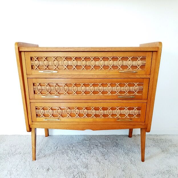 Vintage rattan dresser of 50 years