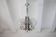 Space Age metal and wood pendant light, 3-globe chandelier, Sputnik chandelier, lamp