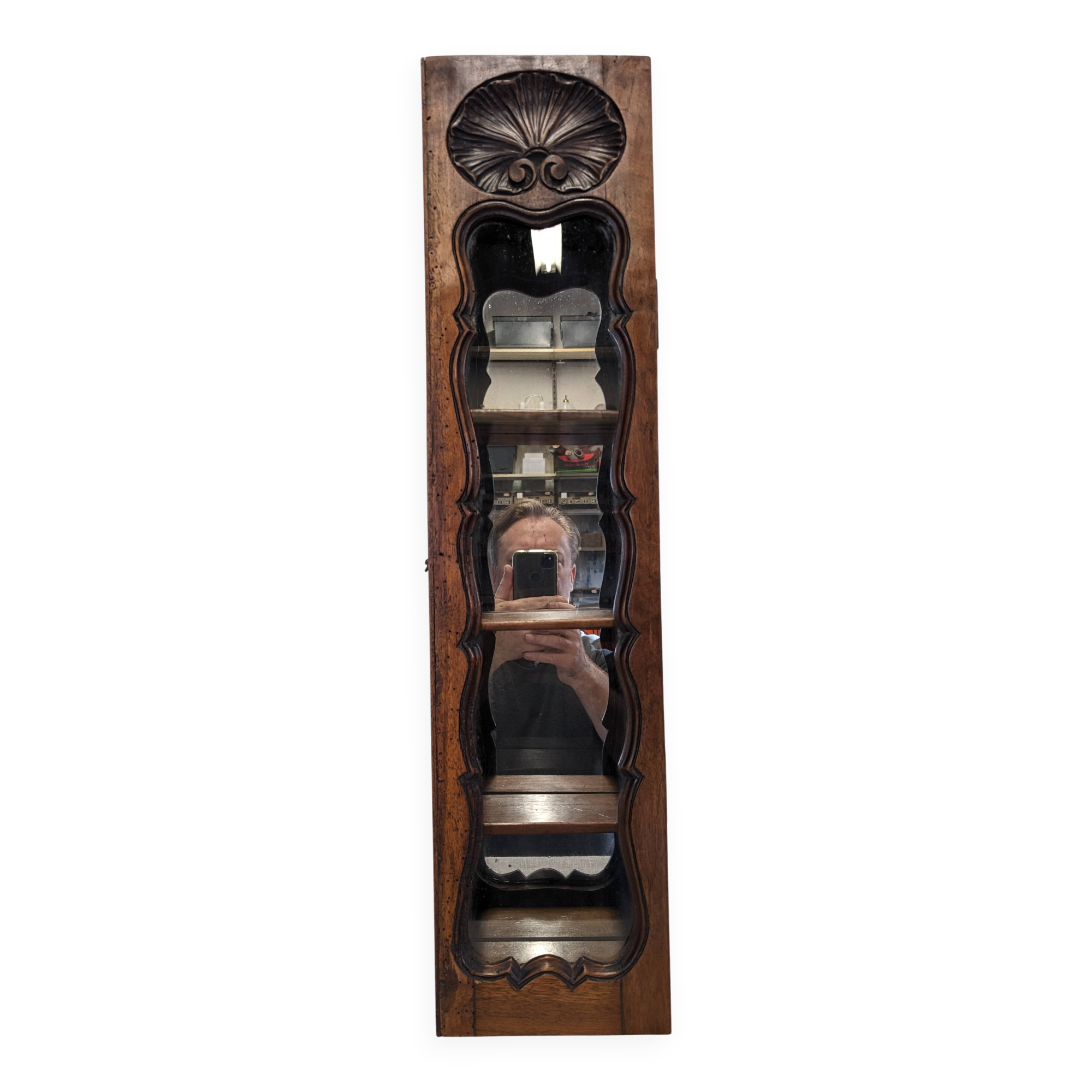 Louis XV style wall display cabinet in walnut, France mid-20th century.