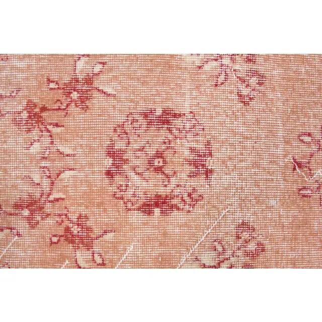 Vintage Turkish Oushak Handmade Wool Cotton Pink Area Rug 115x211