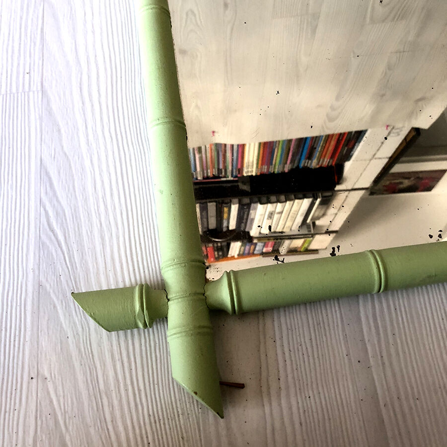 Vintage green rattan mirror