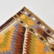 Fade Yellow Long Wide  Vintage Kilim Rug,Geometric Tribal Design,152x296 Cm