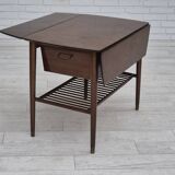 1950s, Danish foldable coffee table with drawer and shelf, original condition.