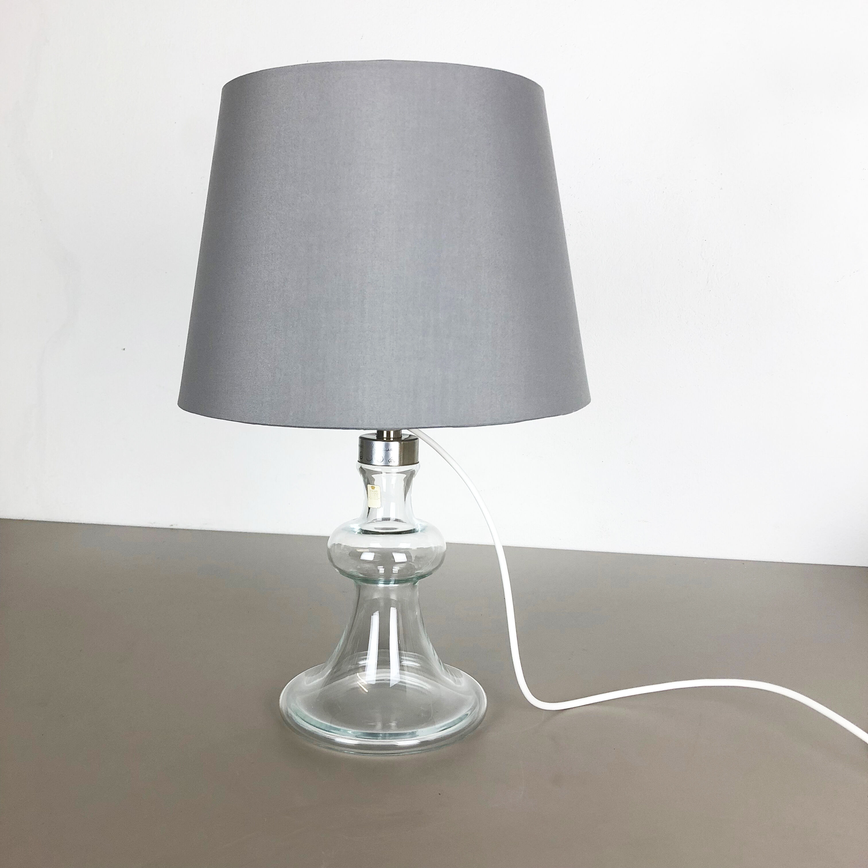 danish modern clear glass Table Light base by HOLMEGAARD, Denmark 1970s