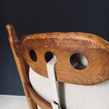 Brutalist Oak Wingback Lounge Chair, Netherlands, 1950s