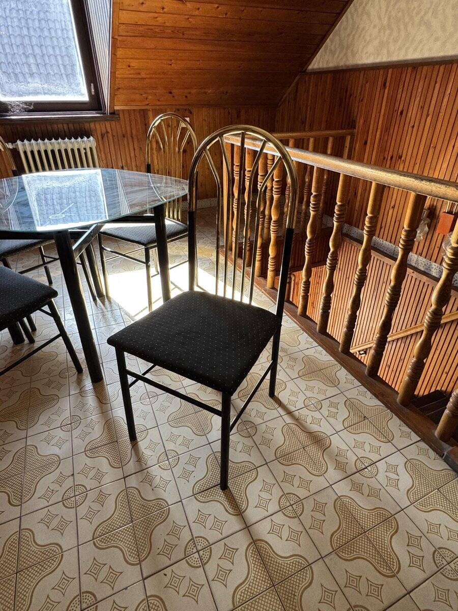 Vintage brass and black wood dining set, 1970s, set of 5