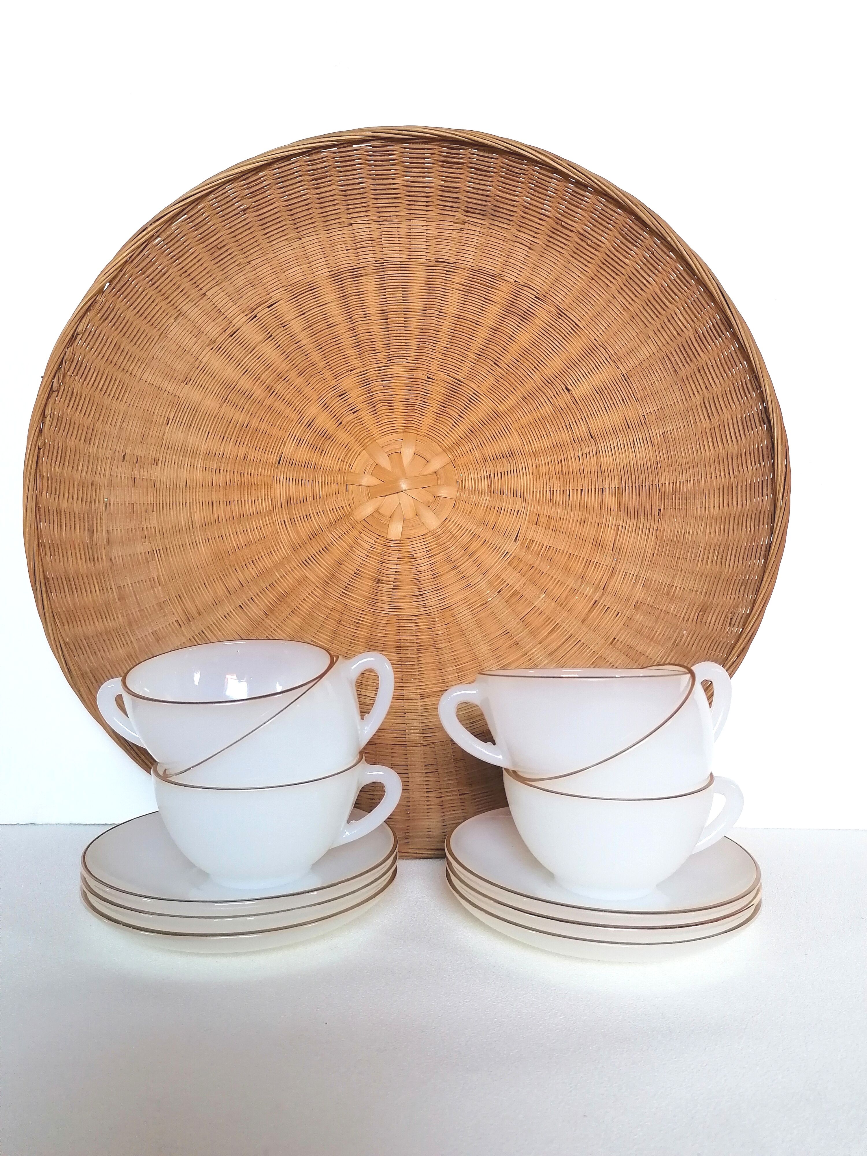 6 cups arcopal white opaline