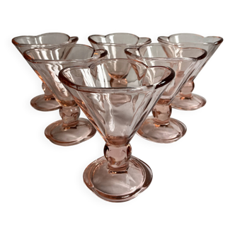 Pink glass ice cream cups