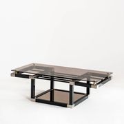 Coffee table attributed to Romeo Rega. Iron and smoked glass – France, 1980s.