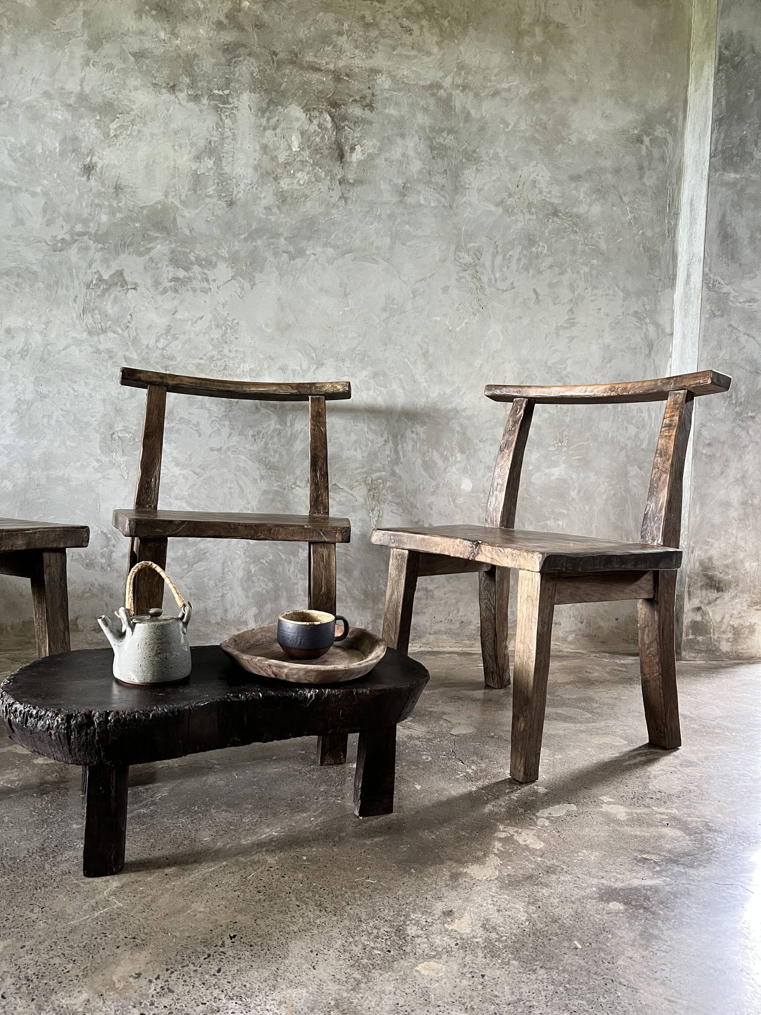 Large old teak chair or armchair H84 L60