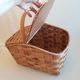 Old picnic basket wicker bamboo braided double opening
