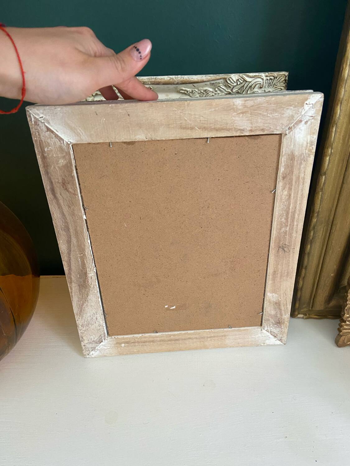 Set of two pretty mirrors in white, beige, and gold tones. Bohemian