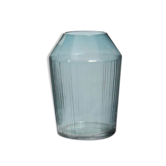 Vase en verre bleu
