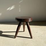 brown solid wood stool flat circular seat