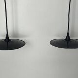 Pair of black enamelled metal bowls