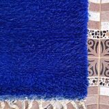 Majorelle blue pure wool rug, size 150 x 250 cm
