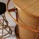 Rattan bar and stools, France 1960s, set of 3