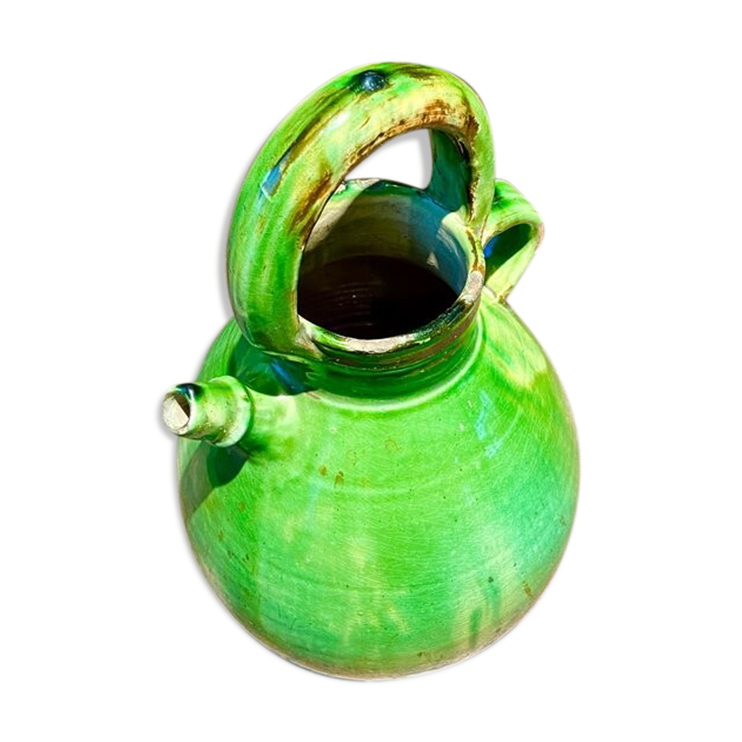 Gargoulette en céramique émaillée verte