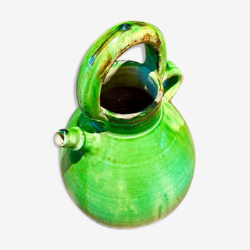 Green glazed ceramic gargoulette