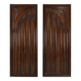 Pair large carved Portuguese oak wall panels, ca. 1850