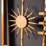 Rattan and Bamboo Room Divider with Sunbrust Accents, Czechoslovakia, 1960´s