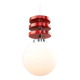 Vintage Italian Red Disc Pendant Lamp In Chrome and Wood, 1970s