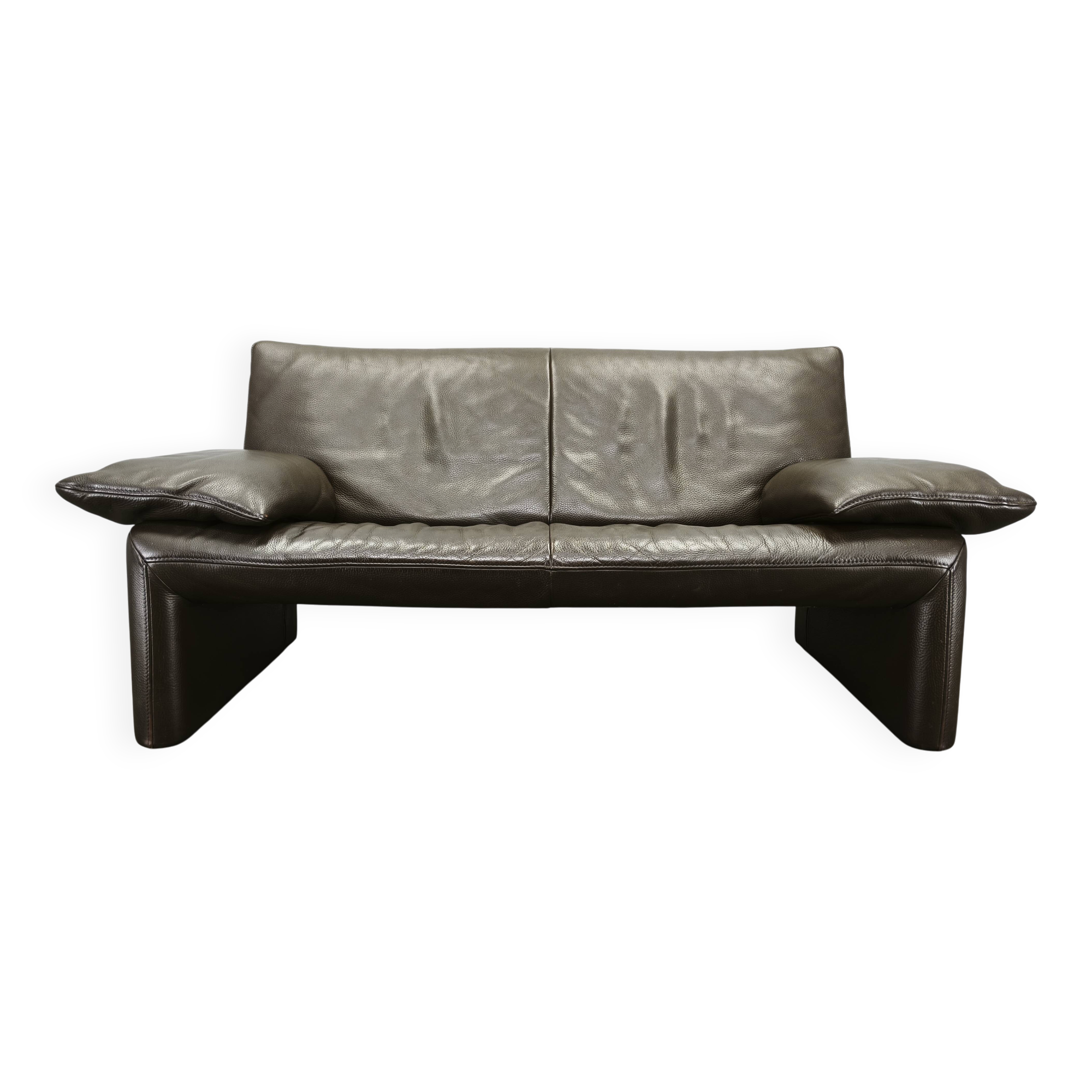 Jori Dark Brown Leather Two Seat Sofa, Belgium, 1990s