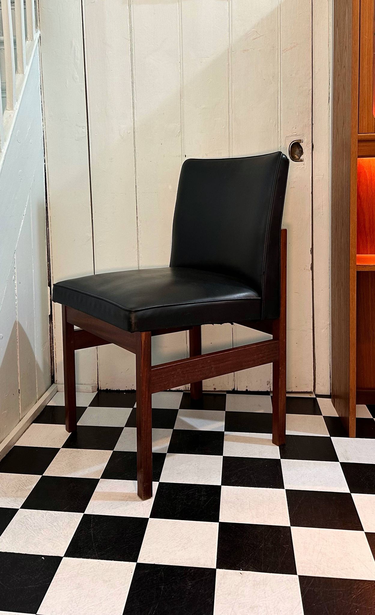 Mid-Century Teak and Vinyl Dining / Desk Chair by Vanson