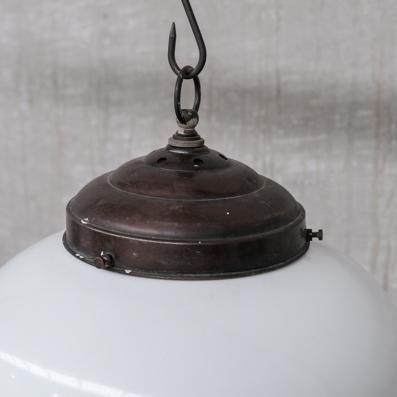 Mid-century french glass two tone opaline pendant light
