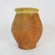 Beautiful little grease pot in yellow terracotta and glazed green. NINETEENTH century