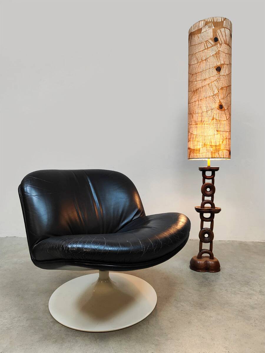 Danish vintage wooden floor lamp 1970 'Totem'