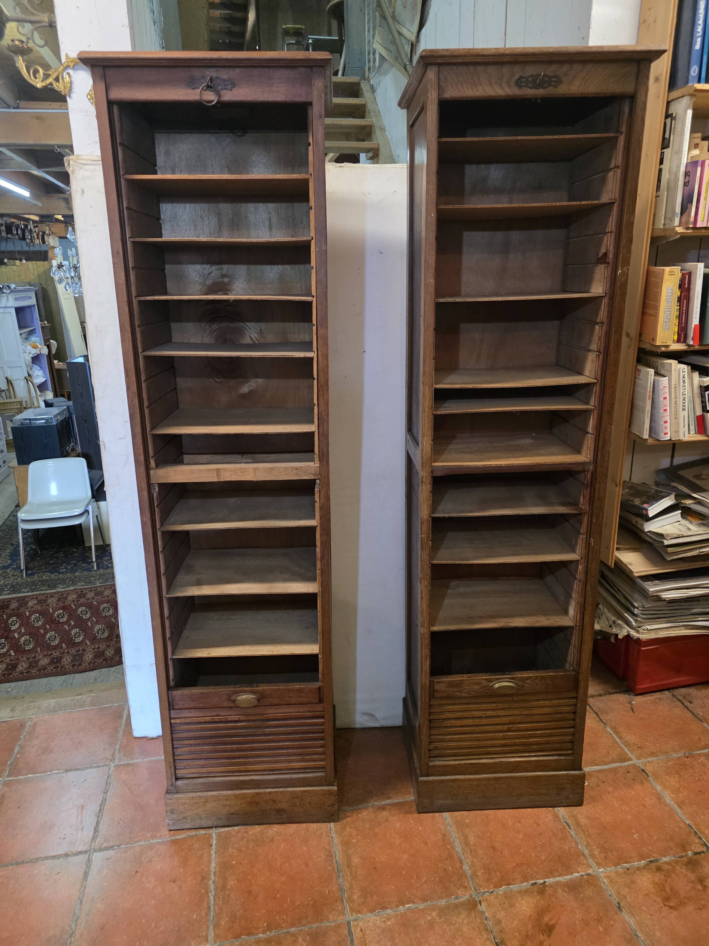 Pair of oak curtain file cabinets