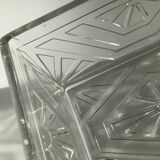 Art Deco box molded glass lid metal mirror