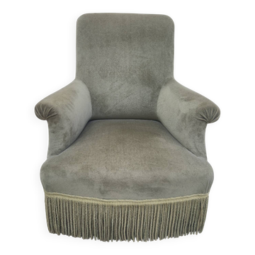 Napoleon III period velvet toad armchair, 19th century