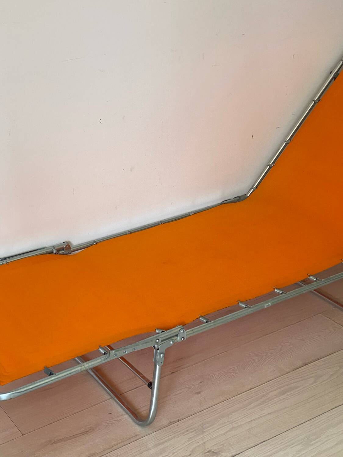Orange and metal deckchair 1970