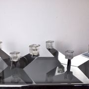 Pair of Peill & Putzler candlesticks, glass and metal, Germany, 1970