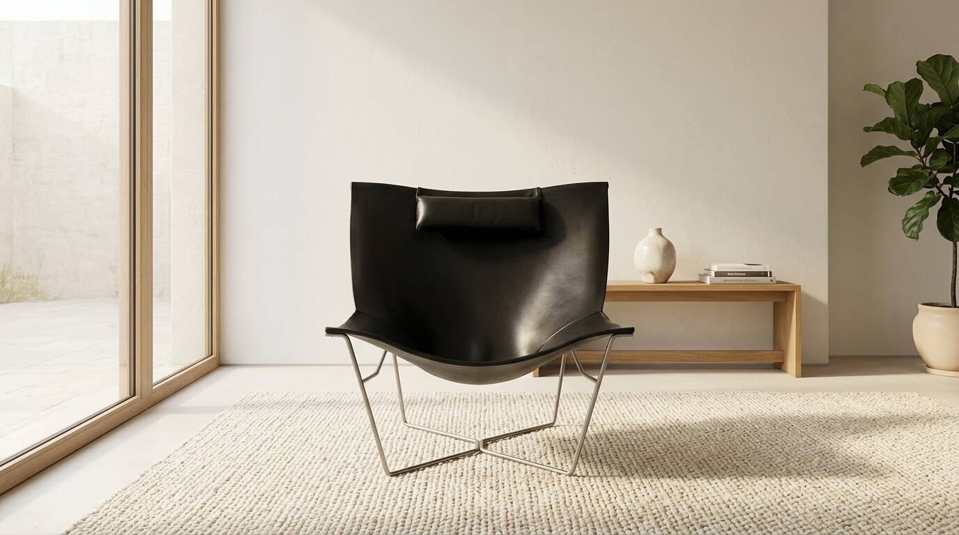 Black leather chair Semana, design by David Weeks for Habitat.