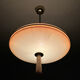 Vintage art deco pendant lamp, gradient glass, red beige, brass, 30 years