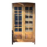 Small Art Deco period oak cabinet with glass front