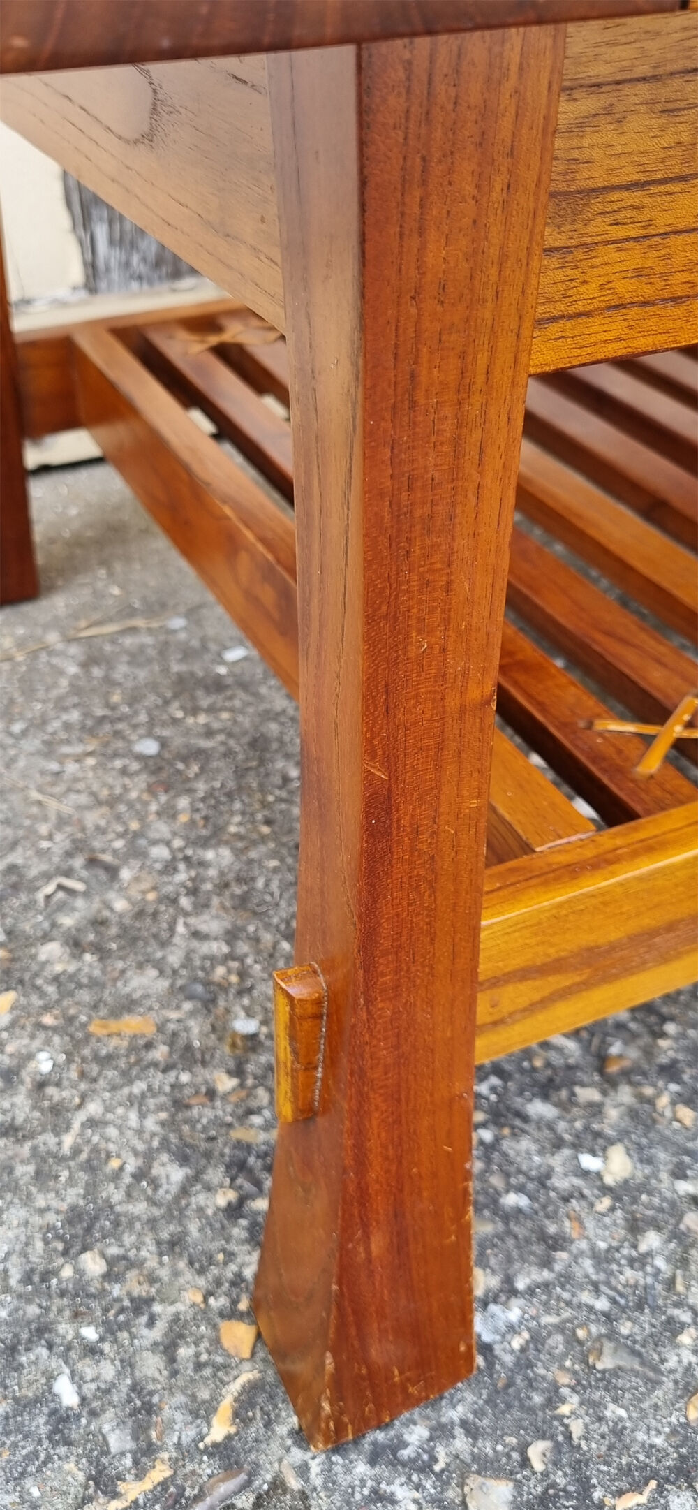 Coffee table, exotic wood, glass and rattan, vintage