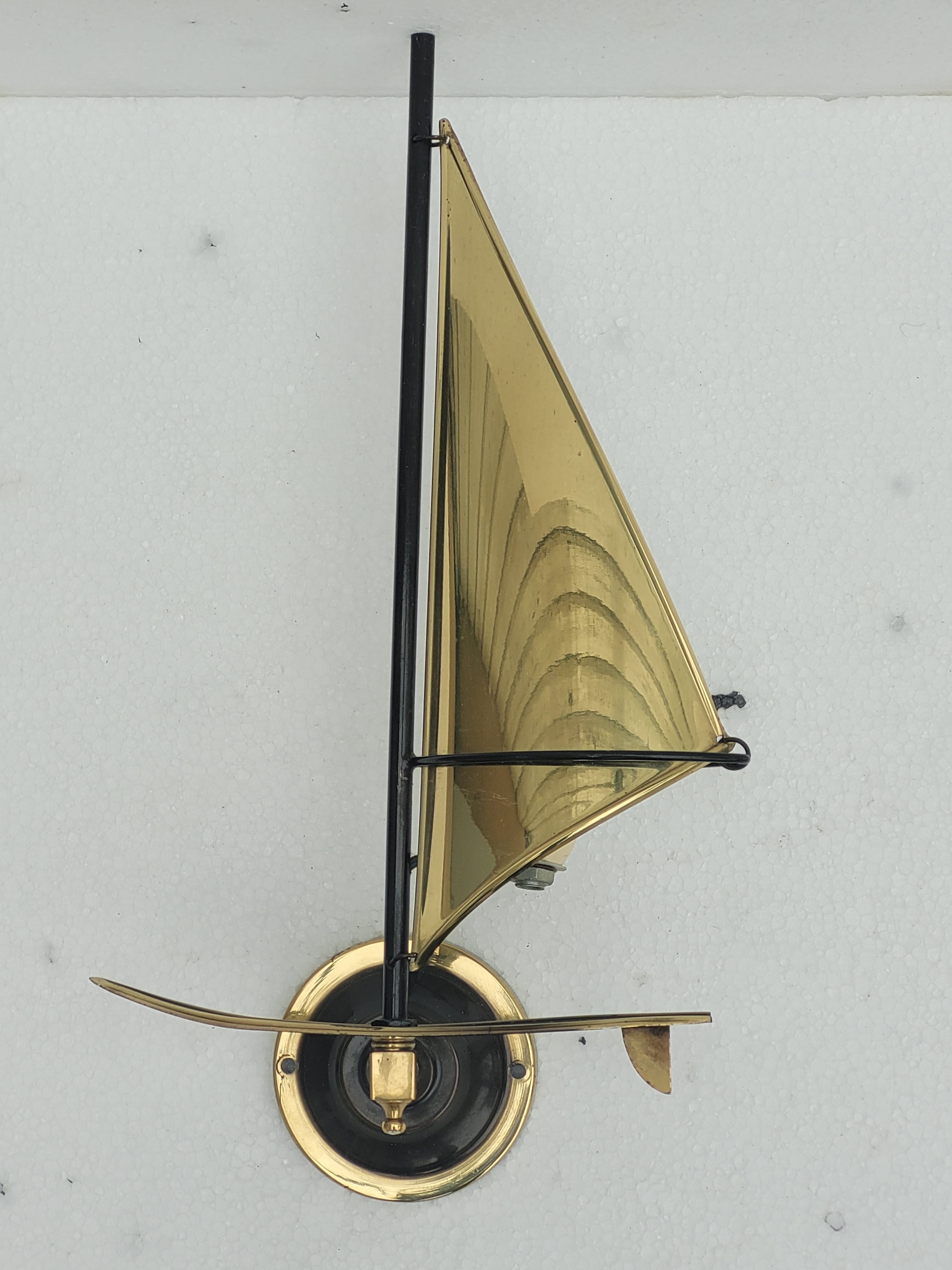 Pair of vintage sconces Sailboats in brass marine décor