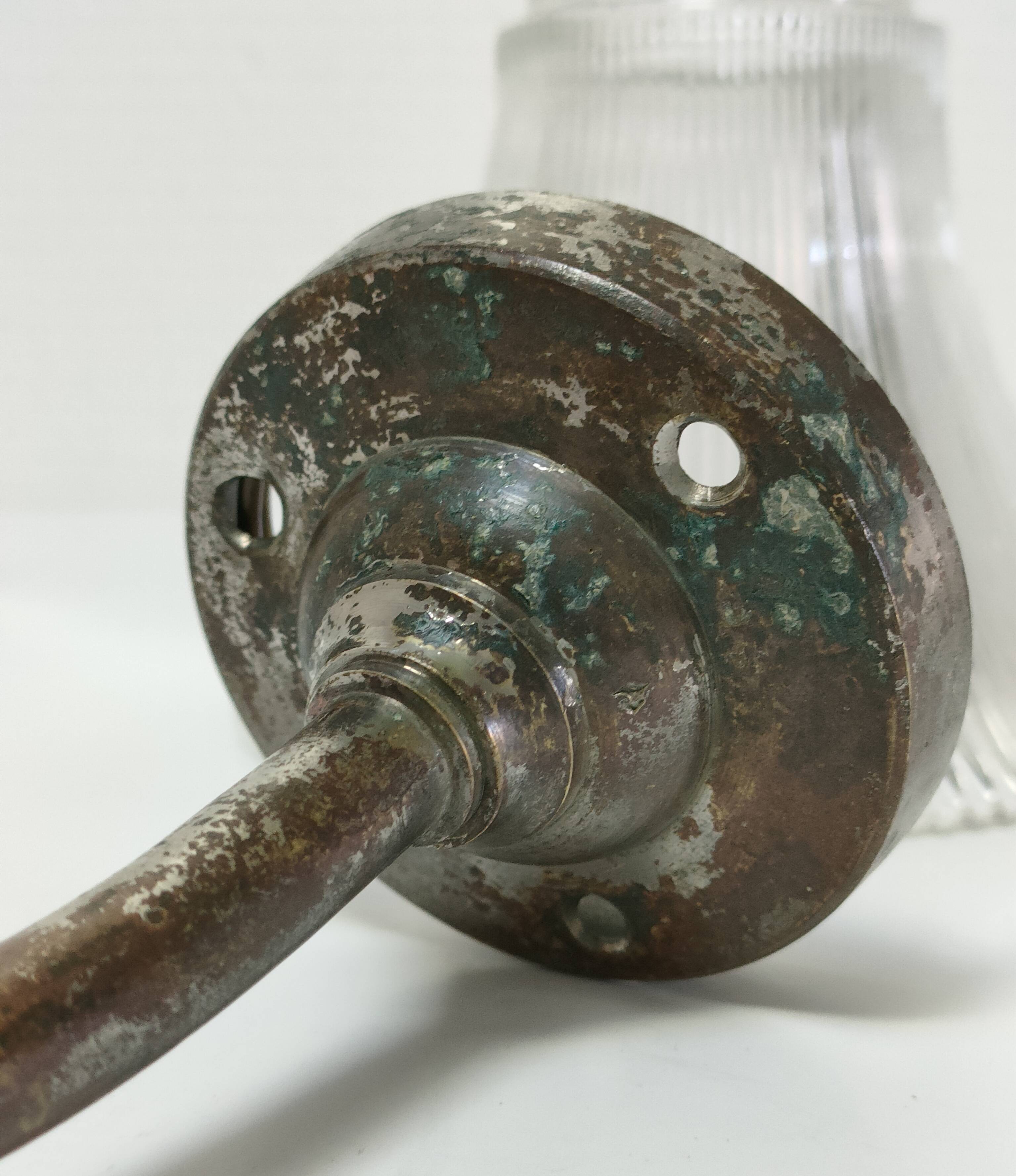 Pair of bronze and glass sconces  1900