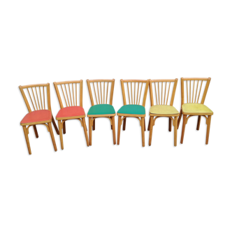 Set of 6 colored bistro chairs