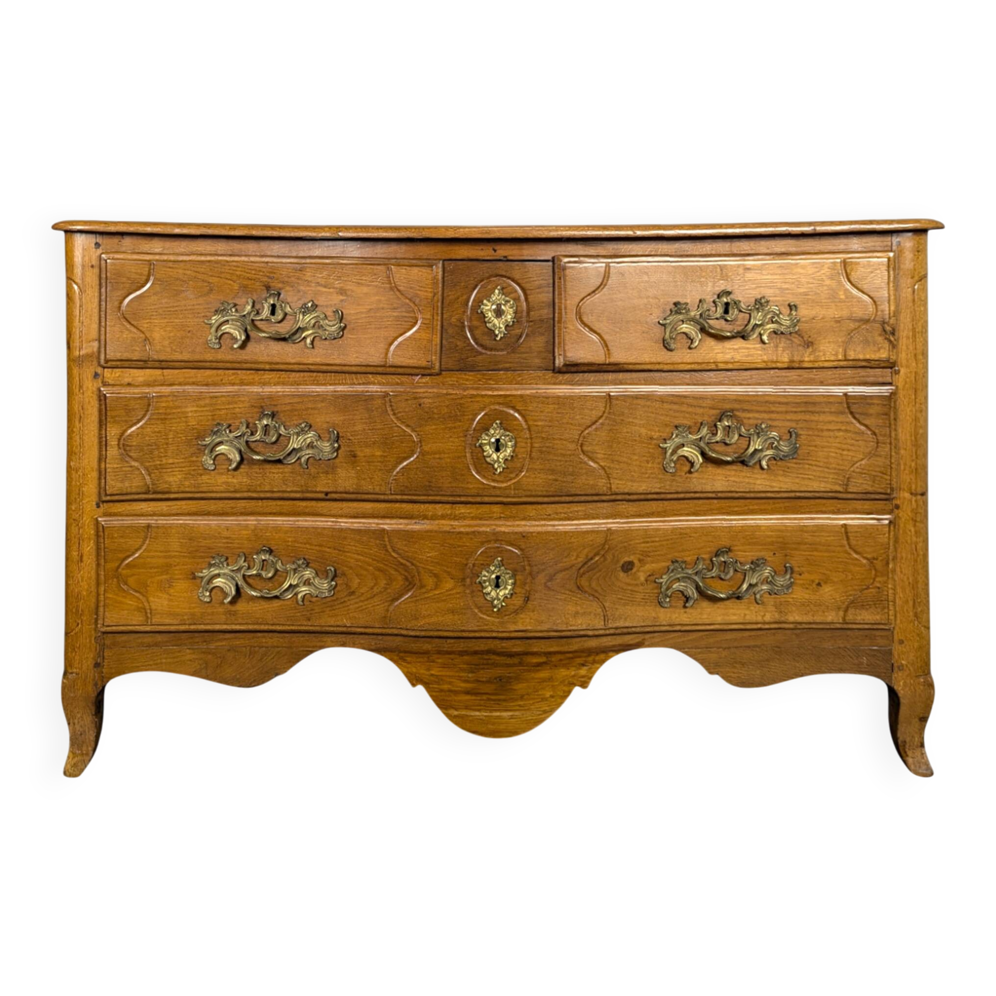 Louis XV period chest of drawers in light oak