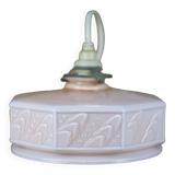 Art deco pink opaline pendant light, opaline glass globe, opaline lampshade, ceiling lamp