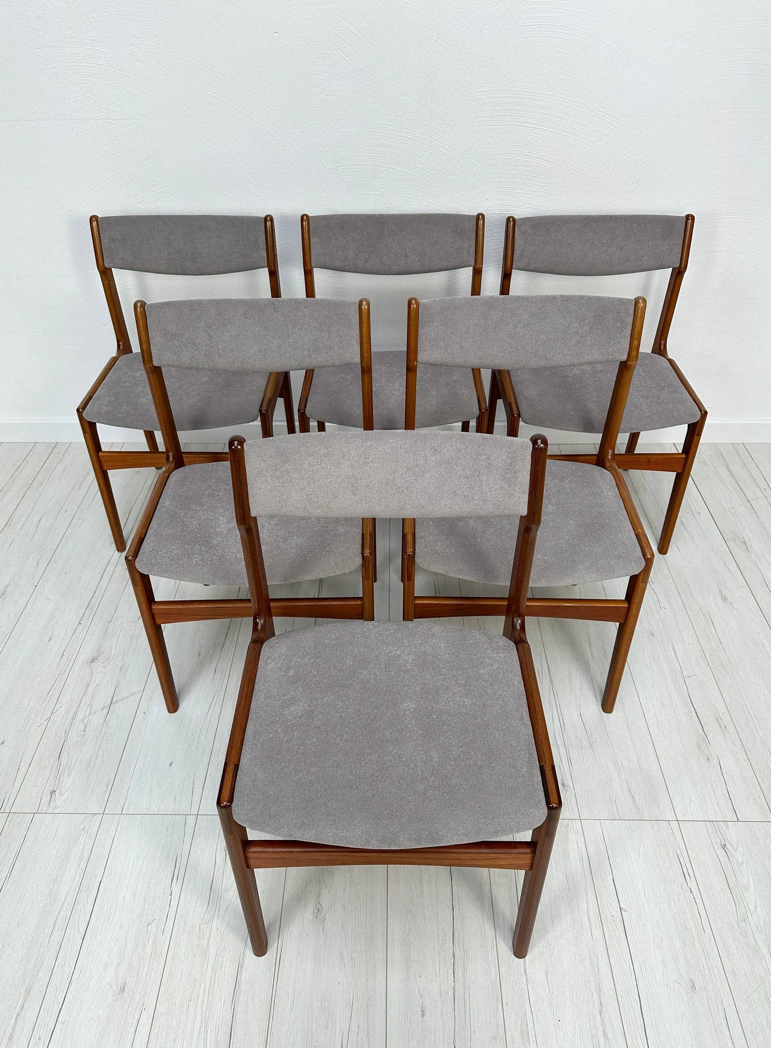 1960s Set of 6 Vintage Danish Teak Dining Chairs by Erik Buch