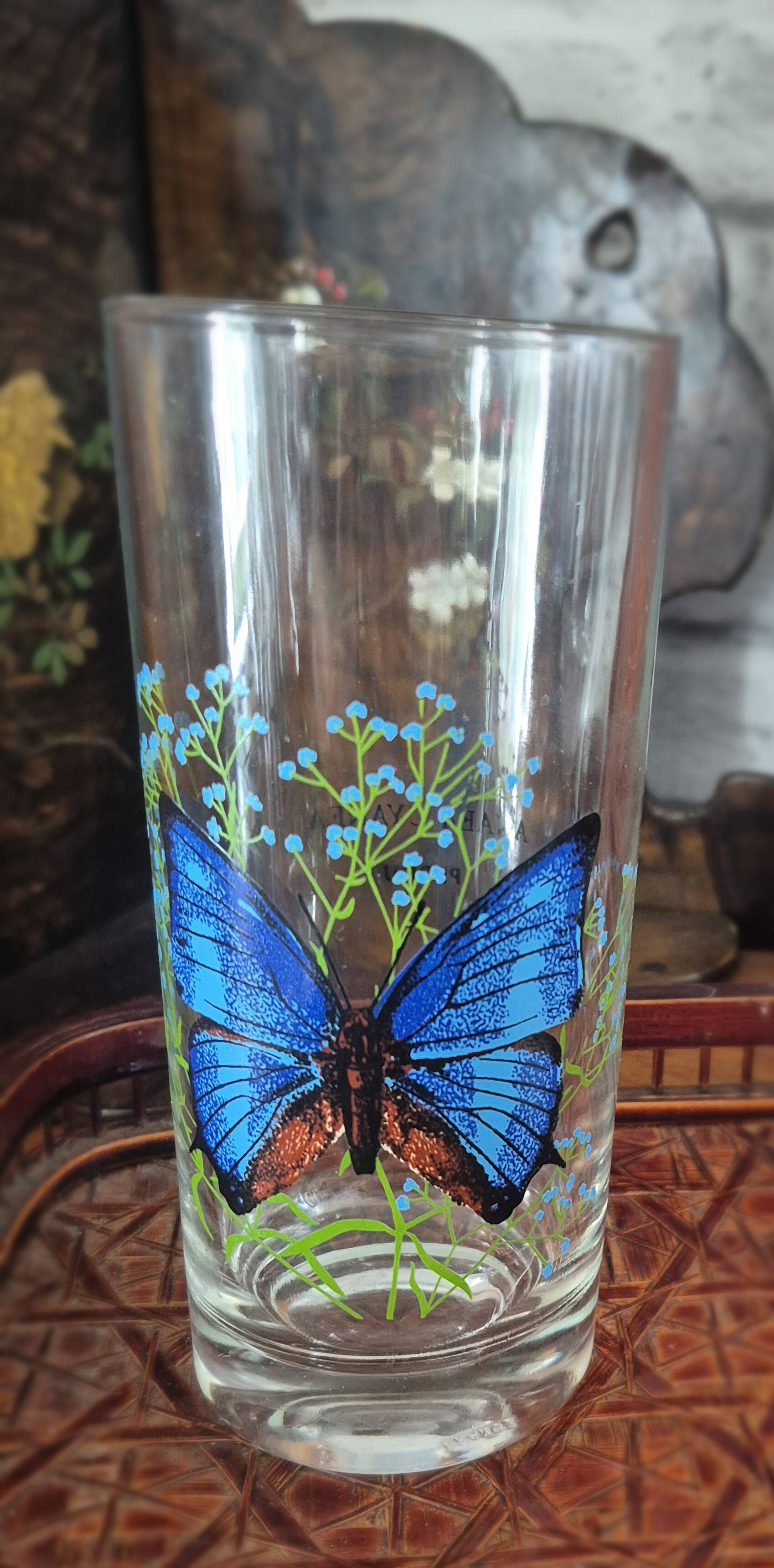 Set of 10 butterfly glasses from the Reims glassworks, vintage.